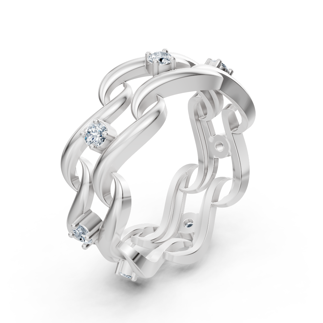 Exklusiver Weißgold-Diamantring 14K mit Rundschliff-Brillanten