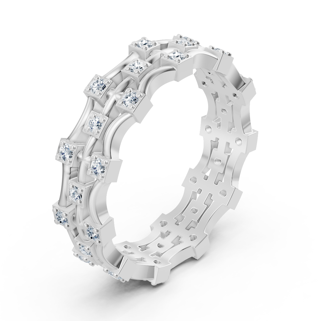 14 Karat Weißgold Diamant Moderner Ring - Filigraner Damenring für jeden Tag