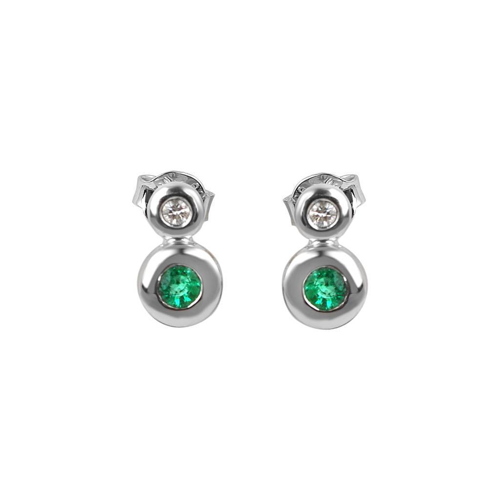 Boucles d'oreilles diamants et émeraudes