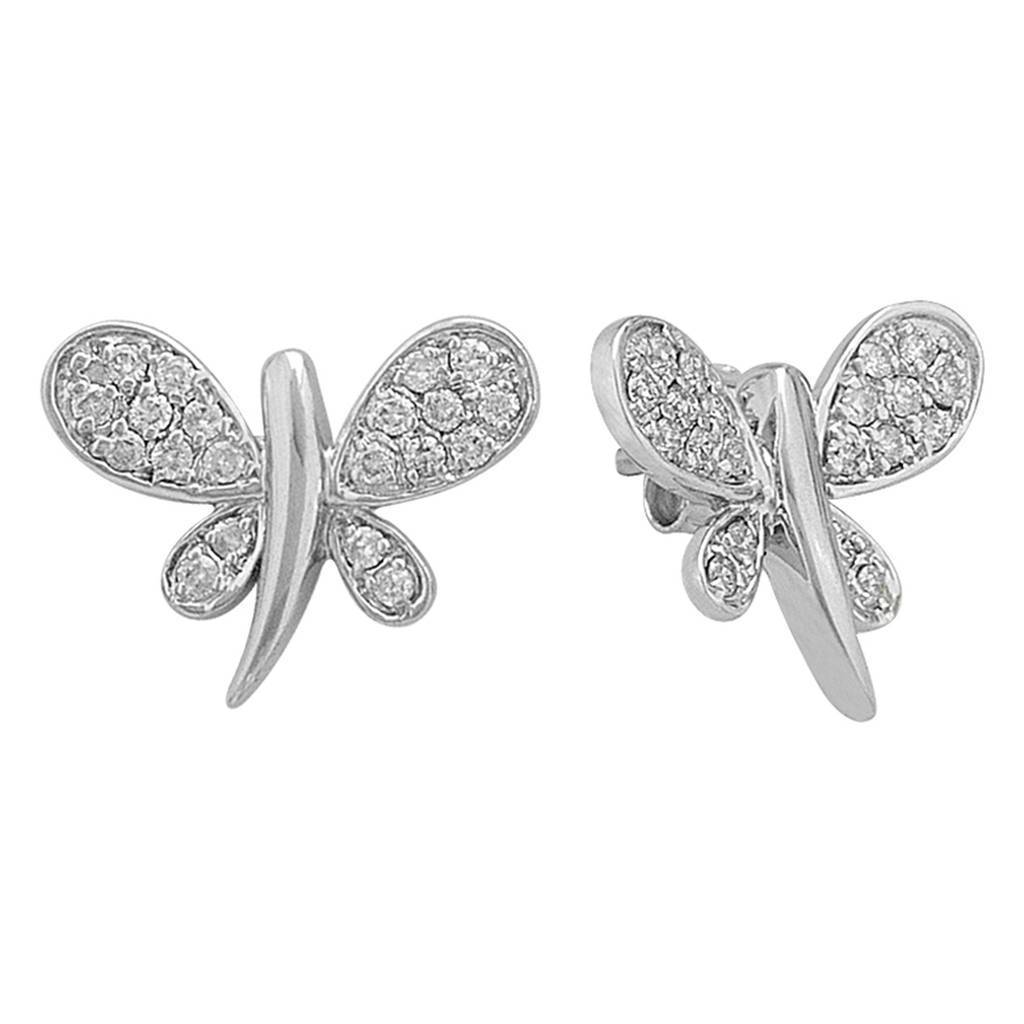 Diamond dragonfly stud earrings