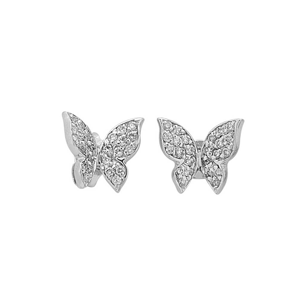 Boucles d'oreilles puces papillon diamant
