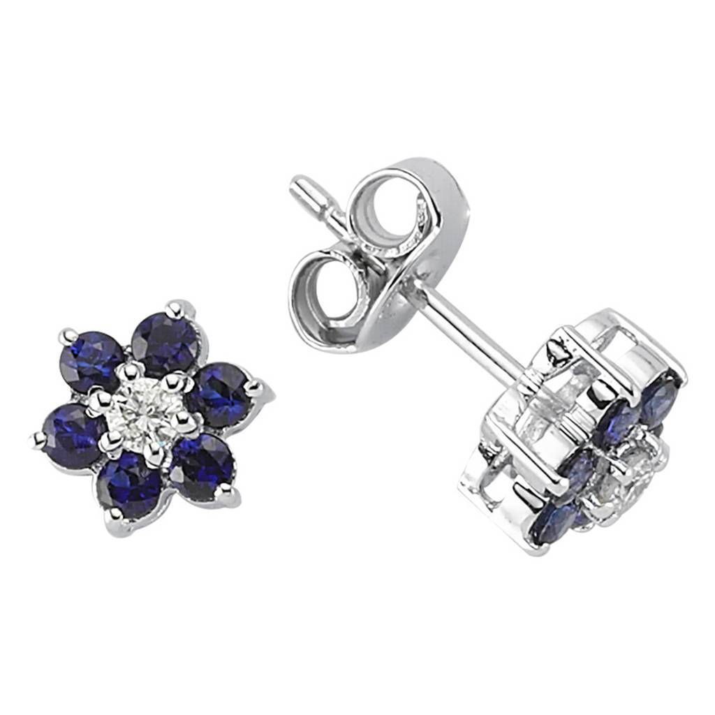 Diamond and Sapphire Daisy Earrings