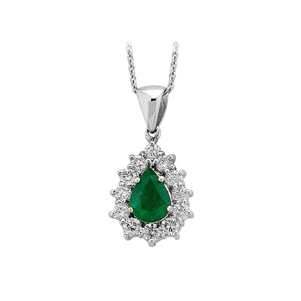 Collier d'émeraudes taille goutte et diamants