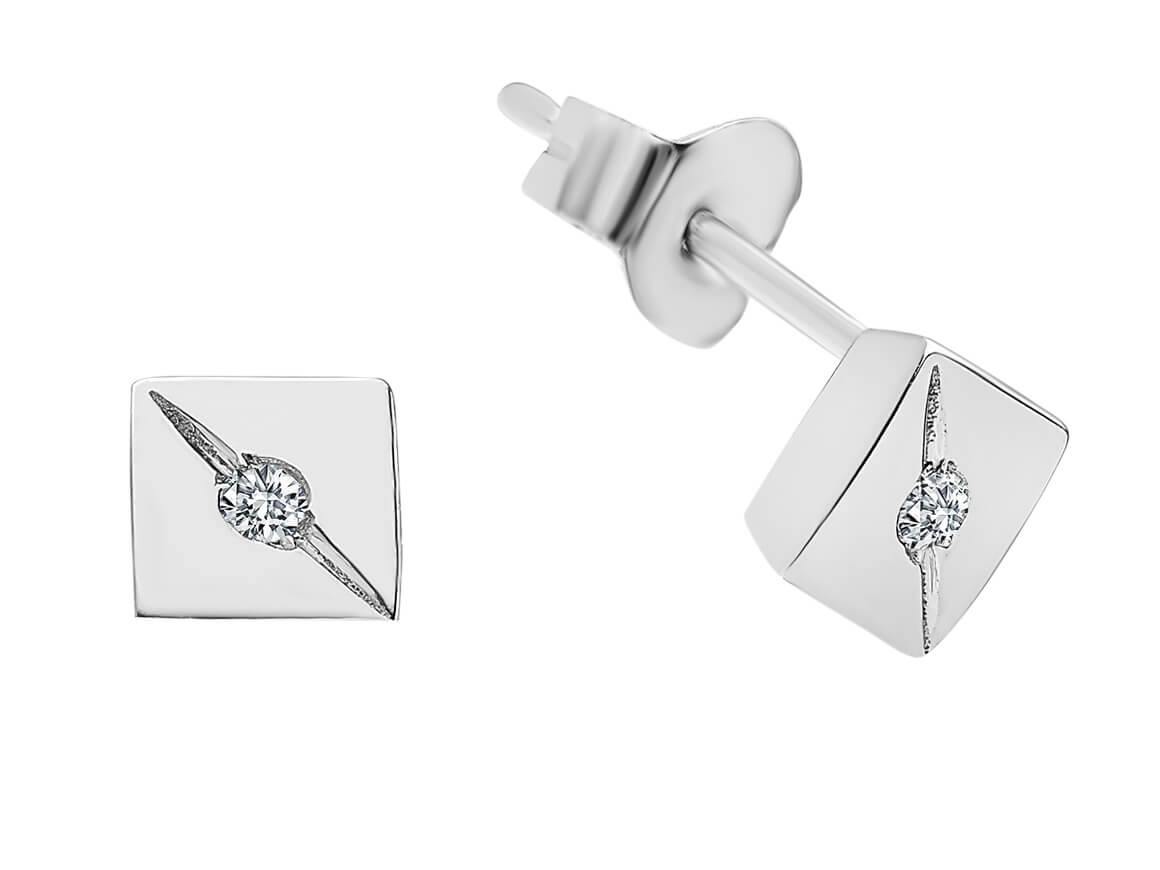 Boucles d'oreilles carrées en diamant de 0,04 carat