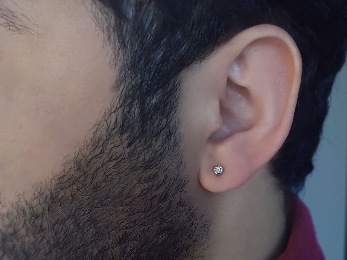 Boucles d'oreilles à tige avec diamant solitaire de 0,04 carat pour hommes