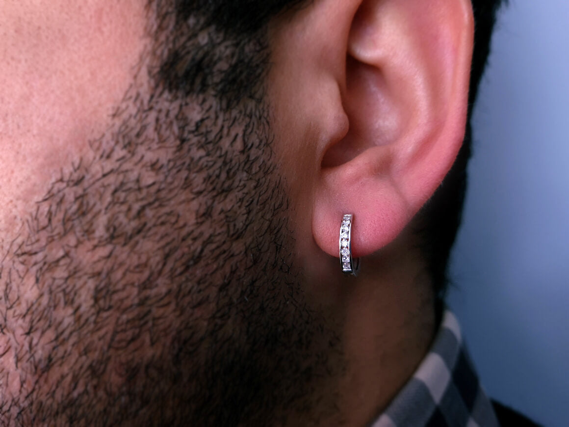 Diamond Men's Hoop Earrings