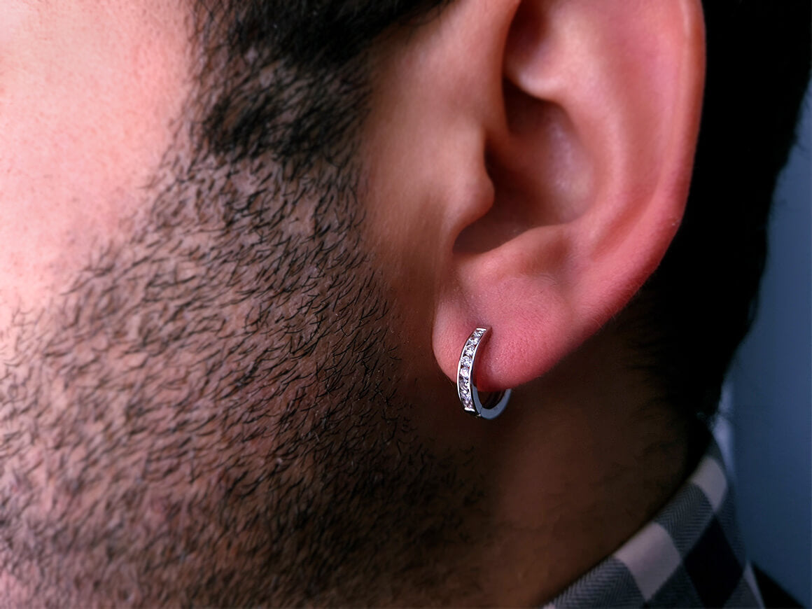 Diamond Men's Hoop Earrings