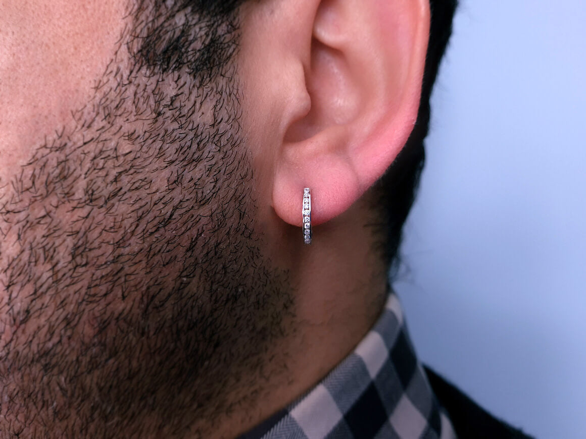 Boucles d'oreilles créoles homme diamant