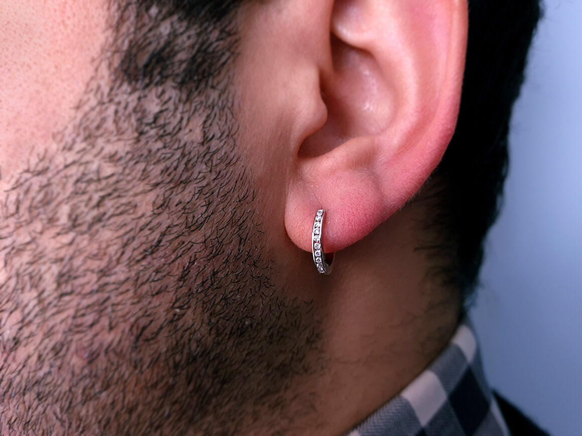 Boucles d'oreilles créoles homme diamant