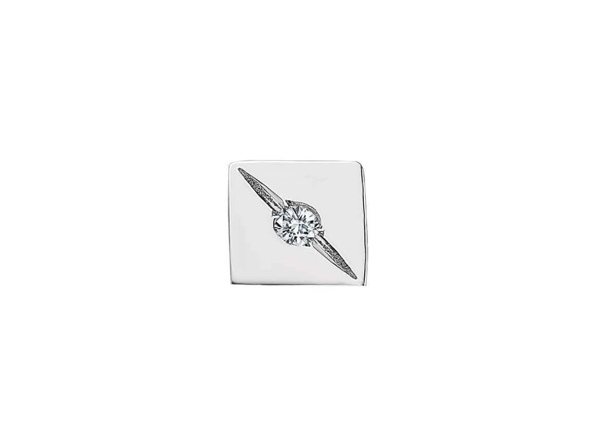 Boucles d'oreilles à tige pour hommes avec diamant carré de 0,02 carat