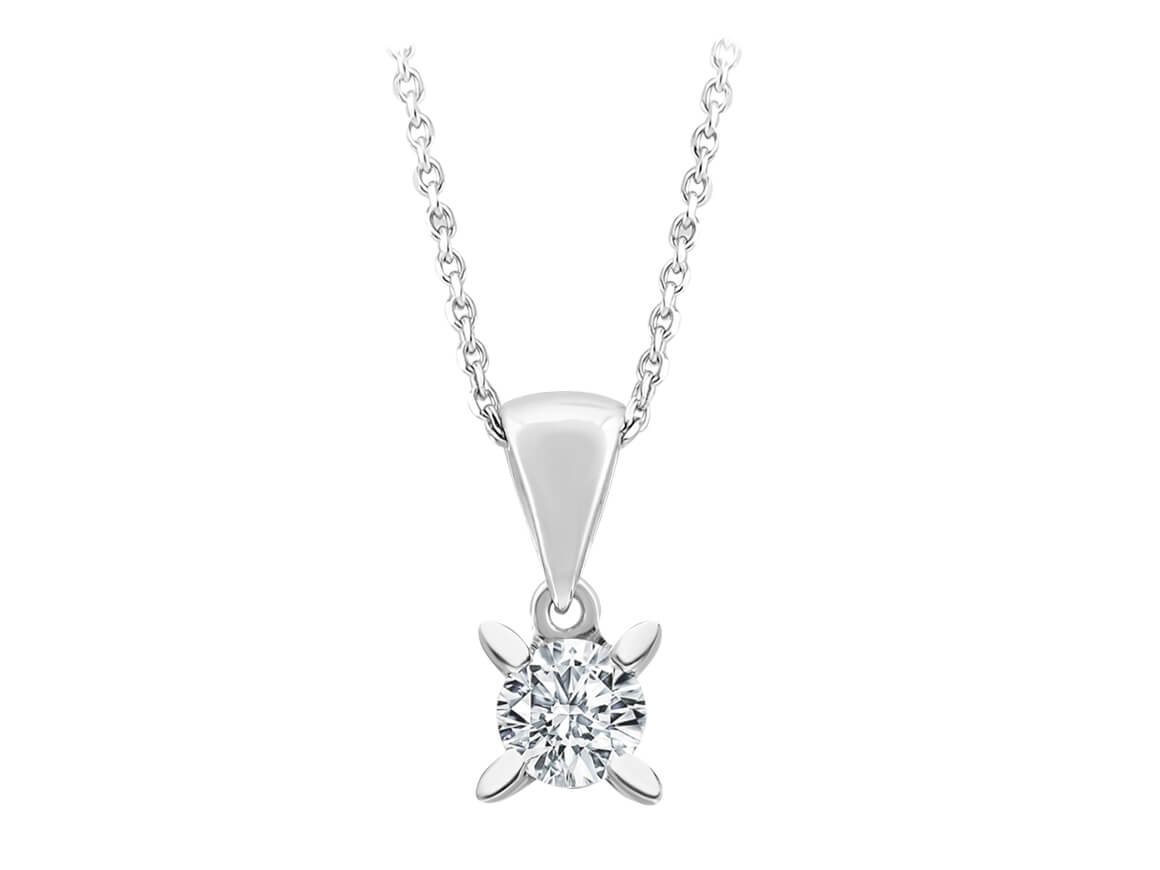 Collier solitaire diamant 0,22 carat