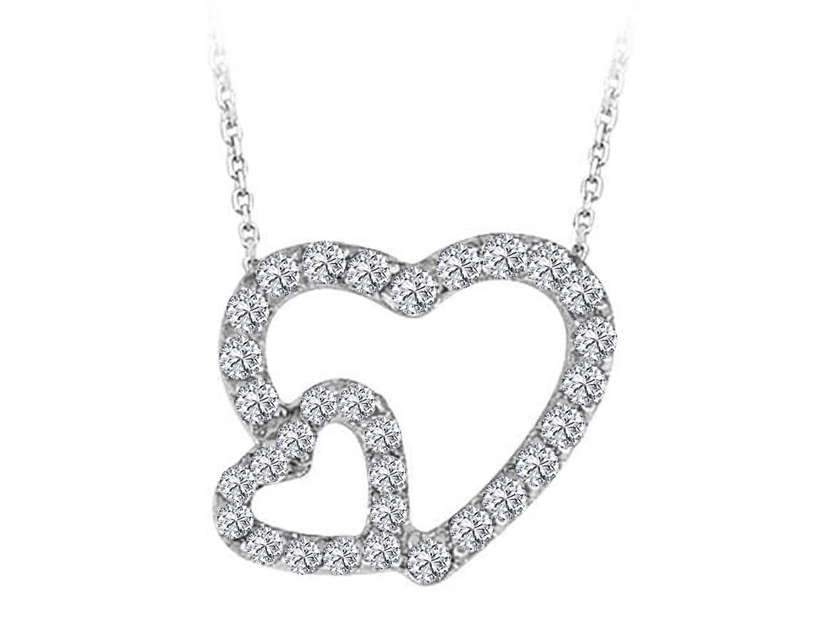 Double Hearts Diamond Necklace