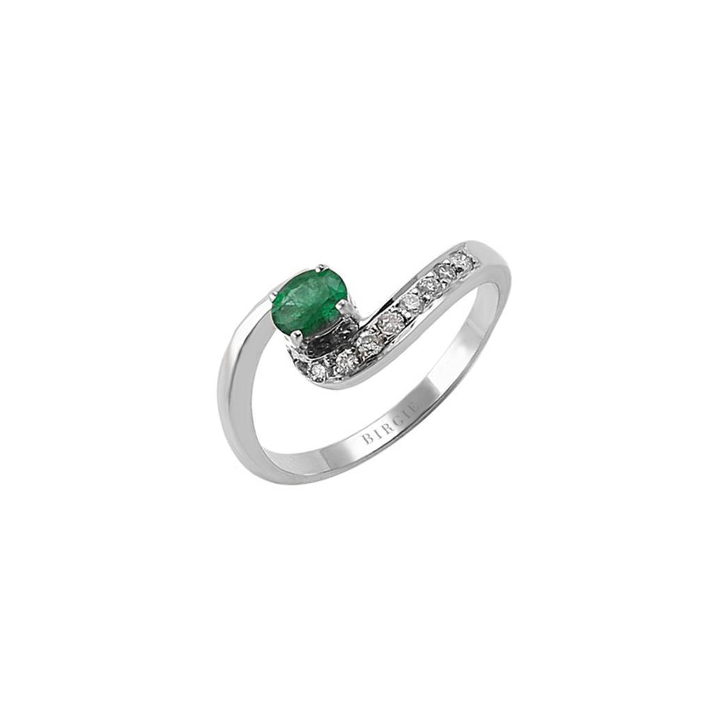 Diamond and Oval Emerald Ring