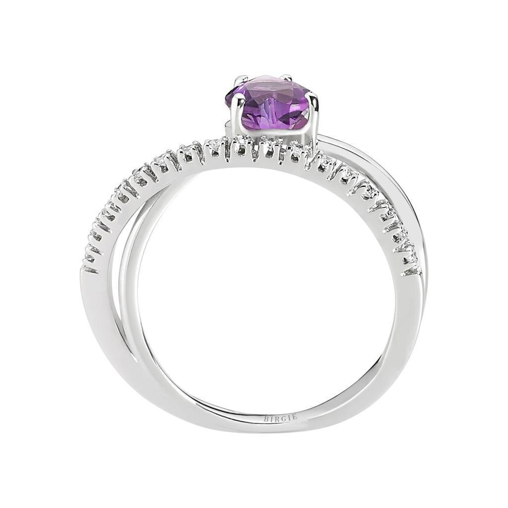 Diamond and Heart Amethyst Ring