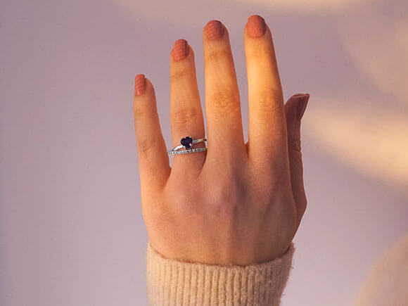 Diamond and Heart Amethyst Ring