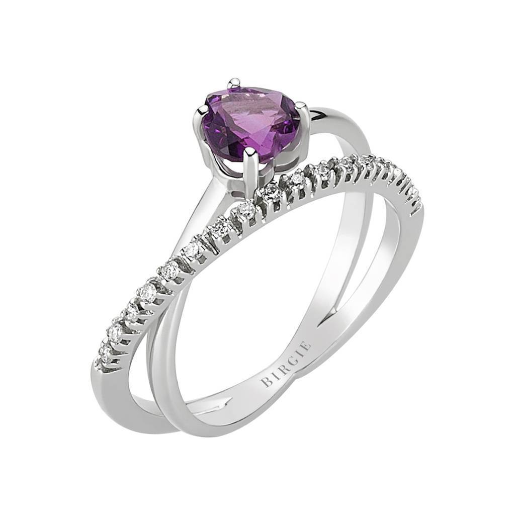 Diamond and Heart Amethyst Ring