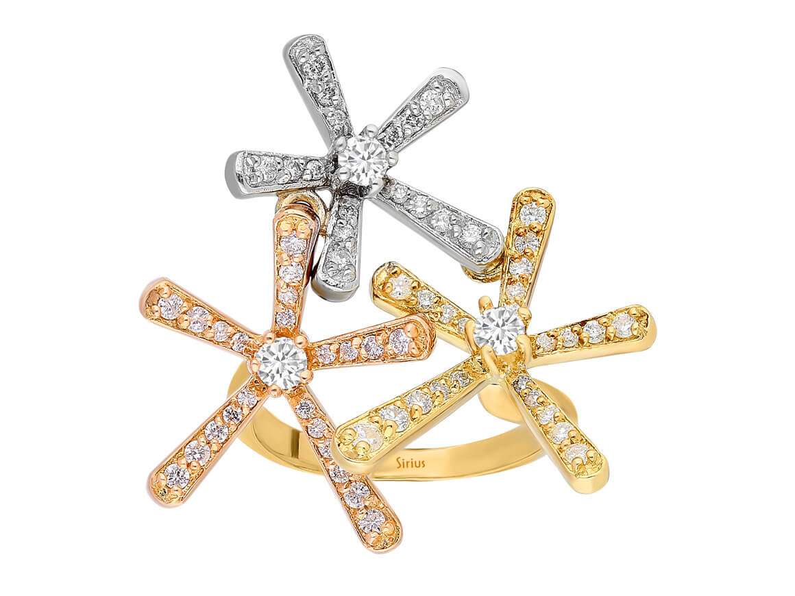 Diamond Tria Flower Ring
