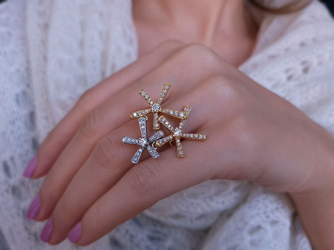 Diamond Tria Flower Ring