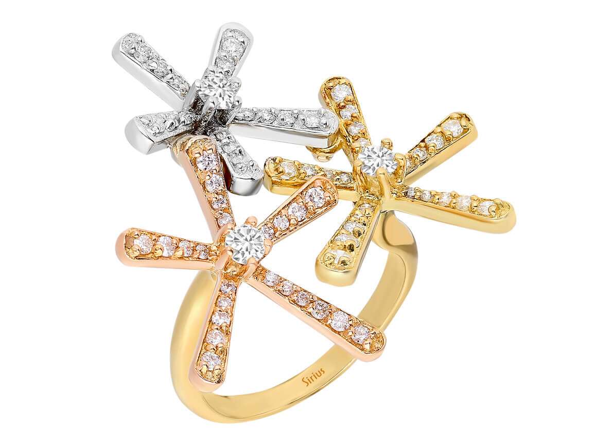 Diamond Tria Flower Ring