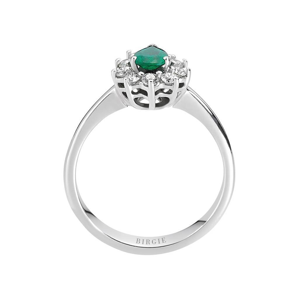 Bague diamant et émeraude en forme de larme