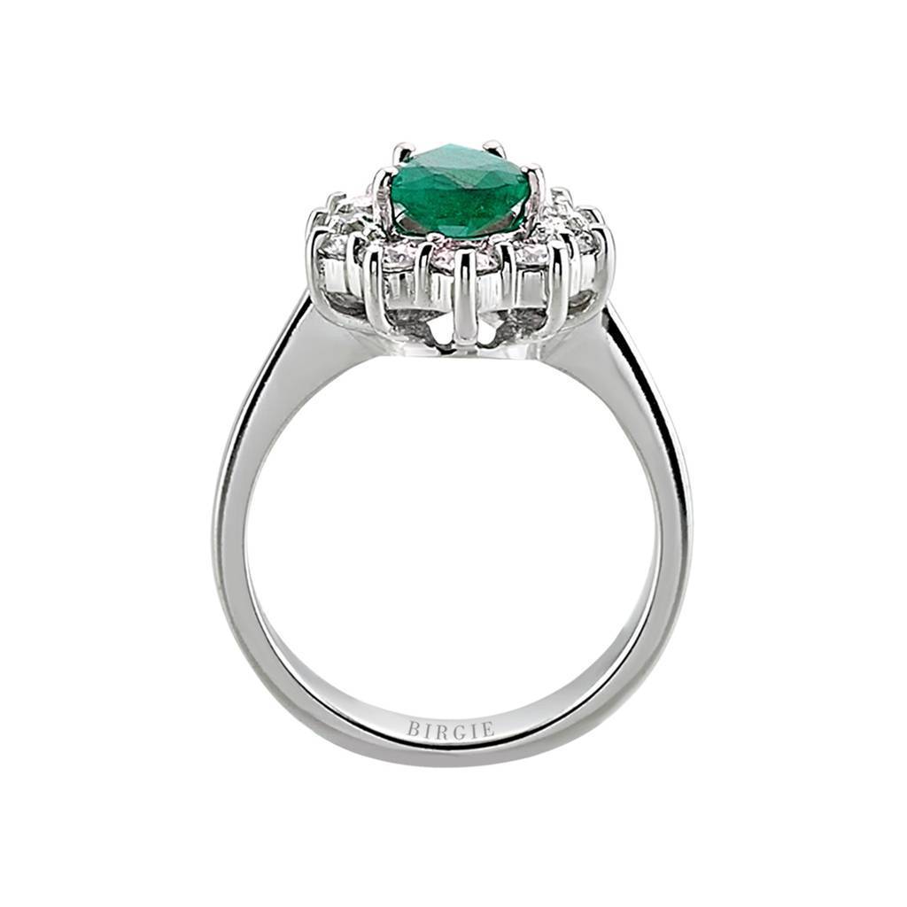 Bague diamant et émeraude en forme de larme