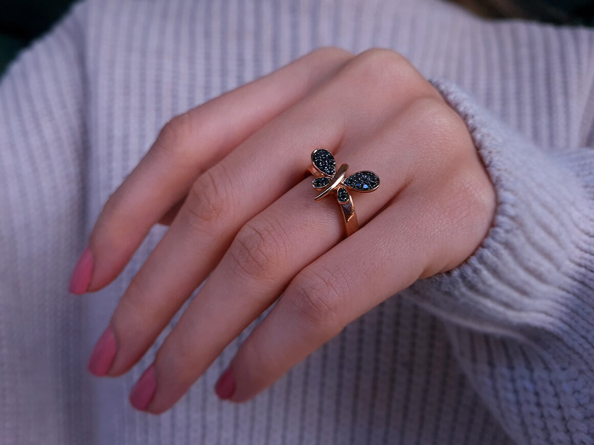 Bague Libellule Diamant Noir