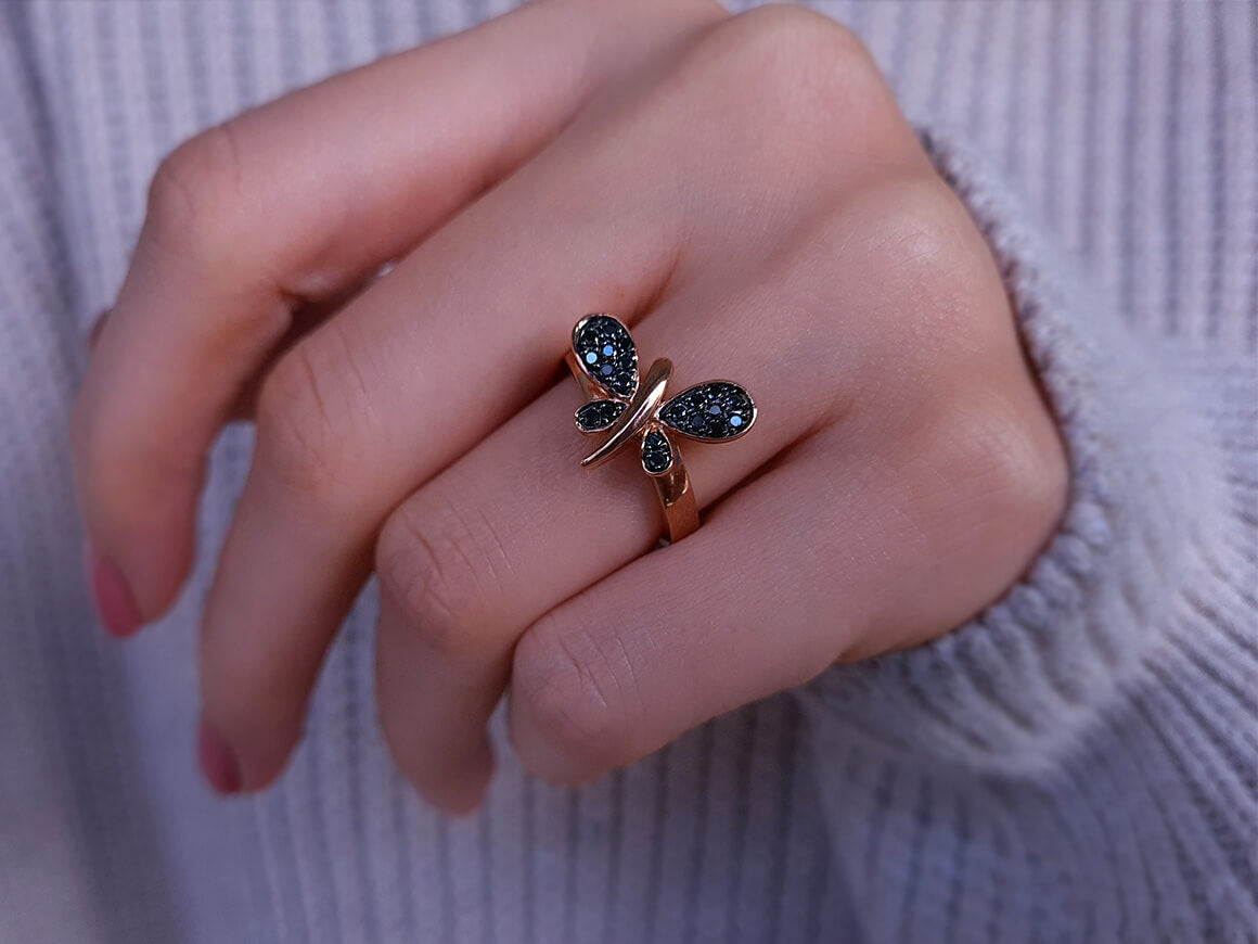 Bague Libellule Diamant Noir