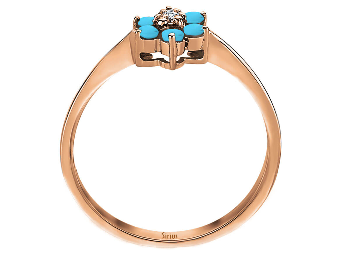 Diamond and Turquoise Daisy Ring