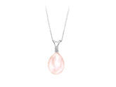 Diamond and Drop Rose Pearl Necklace