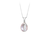 Diamond and Drop Silver Pearl Necklace