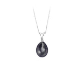 Diamond and Drop Black Pearl Necklace