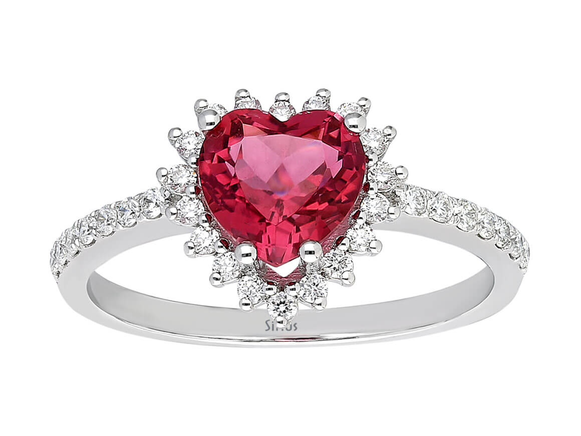 Bague tourmaline diamant et coeur