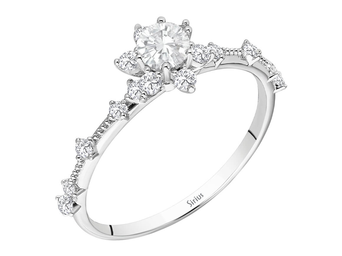 Bague solitaire diamant et saphir blanc