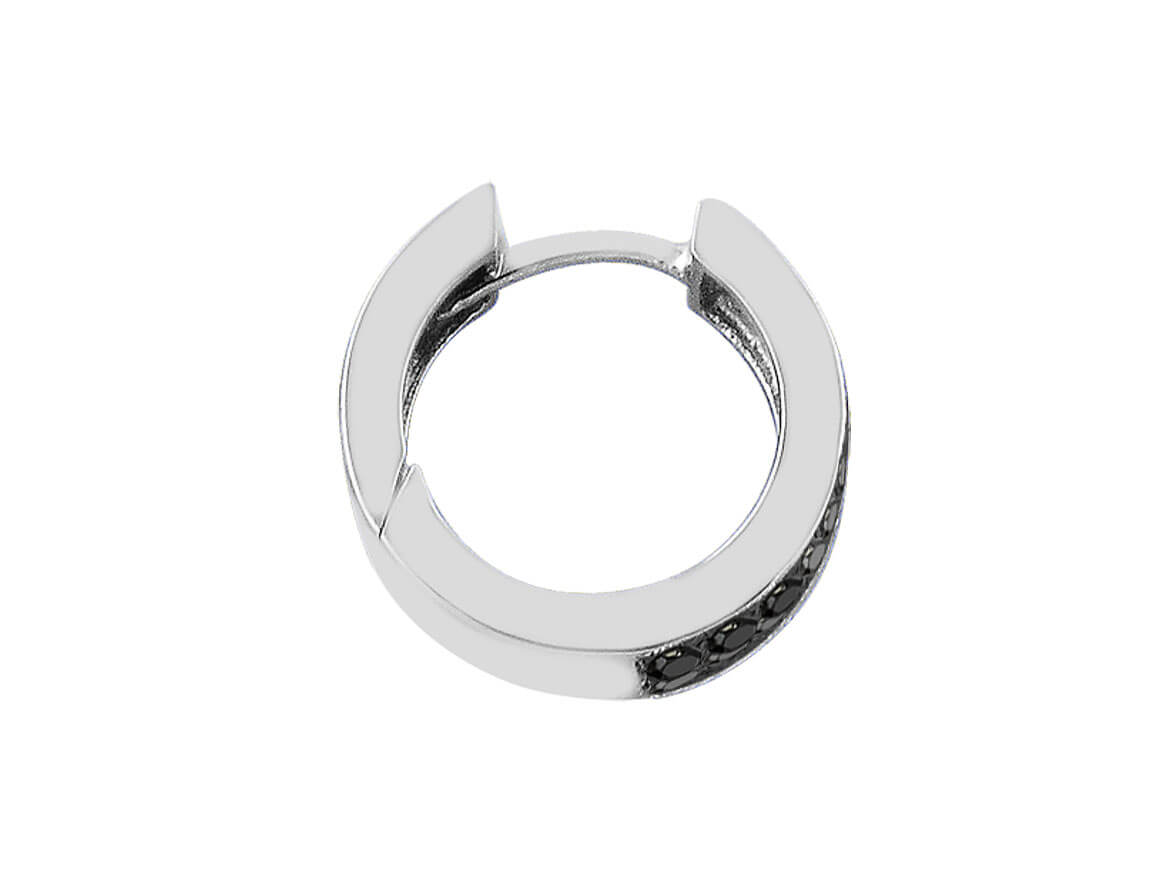 Boucles d'oreilles créoles pour hommes à trois rangées de diamants noirs
