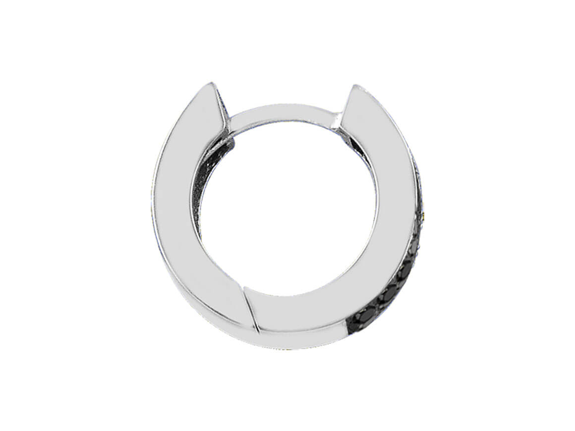 Boucles d'oreilles créoles pour hommes à trois rangées de diamants noirs