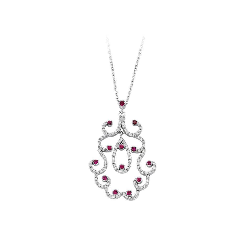 Collier motif authentique diamant et rubis