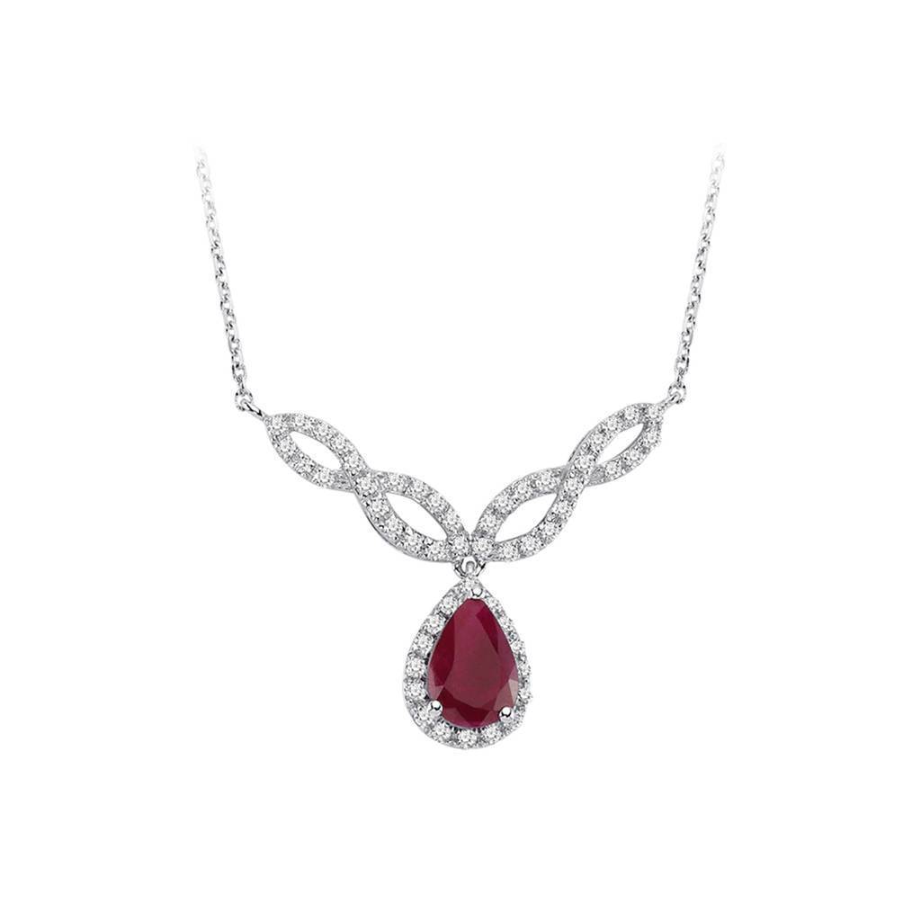 Collier rubis diamant et larme
