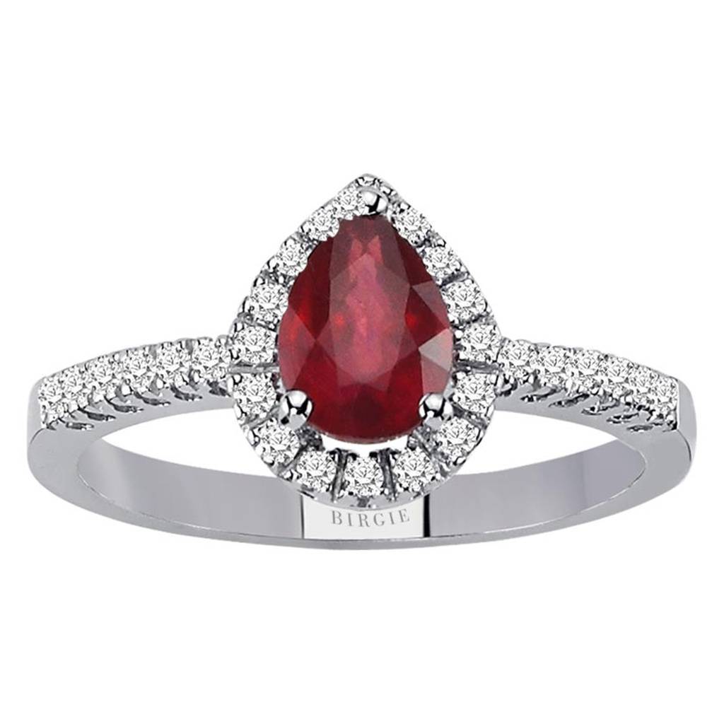 Bague rubis diamant et larme