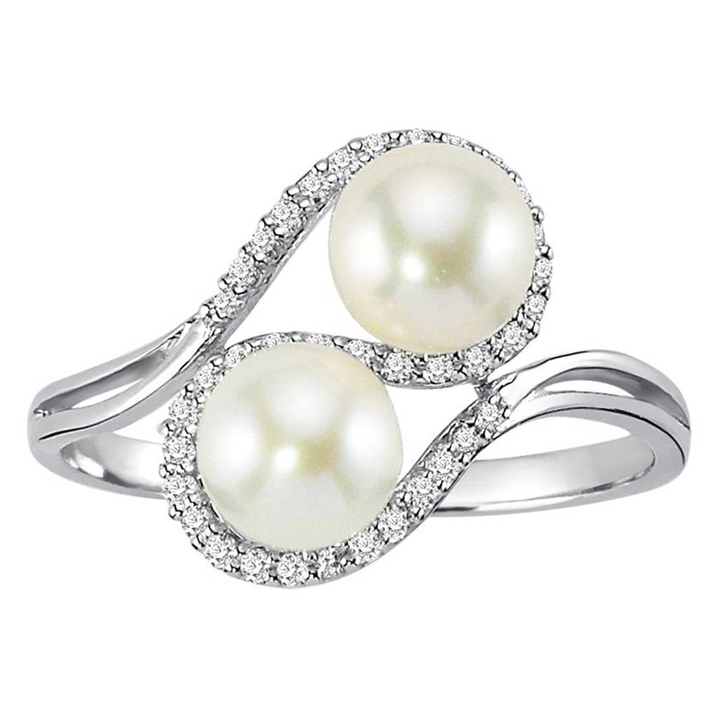 Diamond and Double Pearl Ring