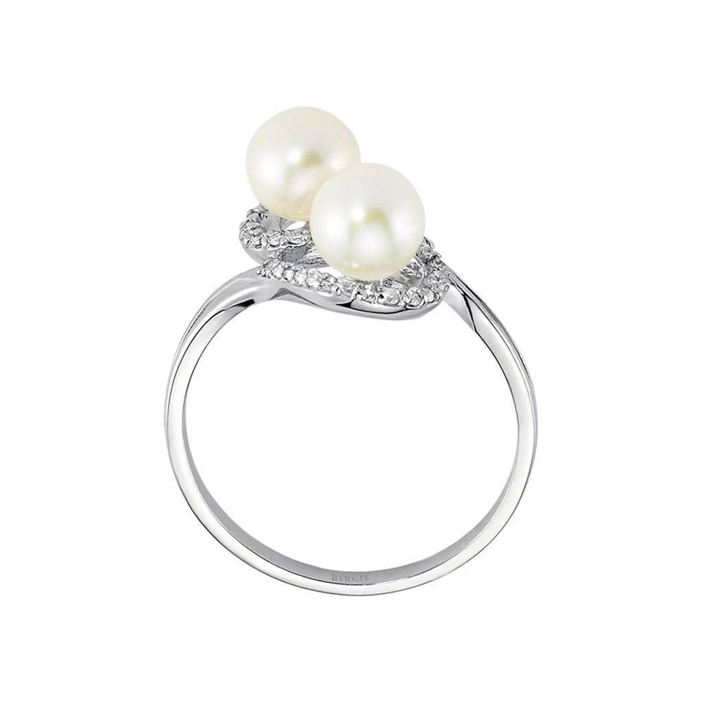 Diamond and Double Pearl Ring