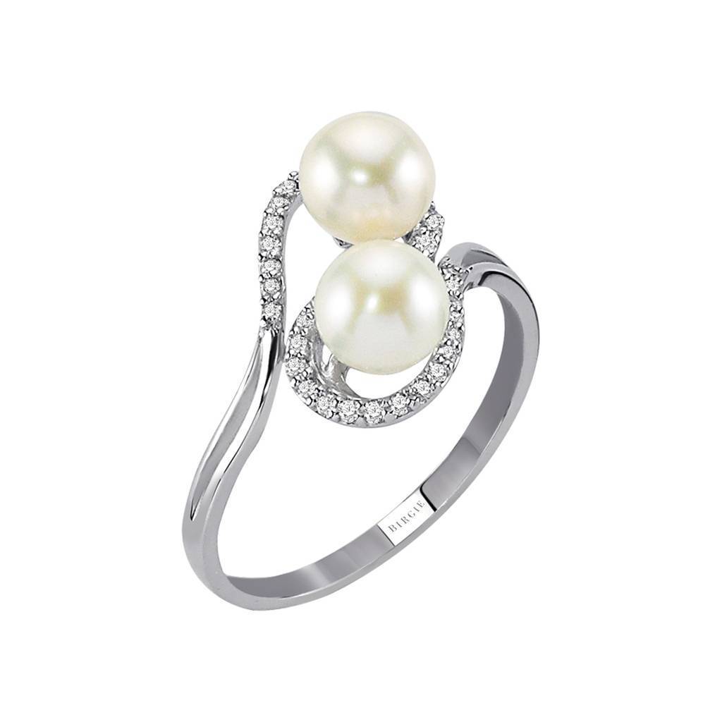 Diamond and Double Pearl Ring