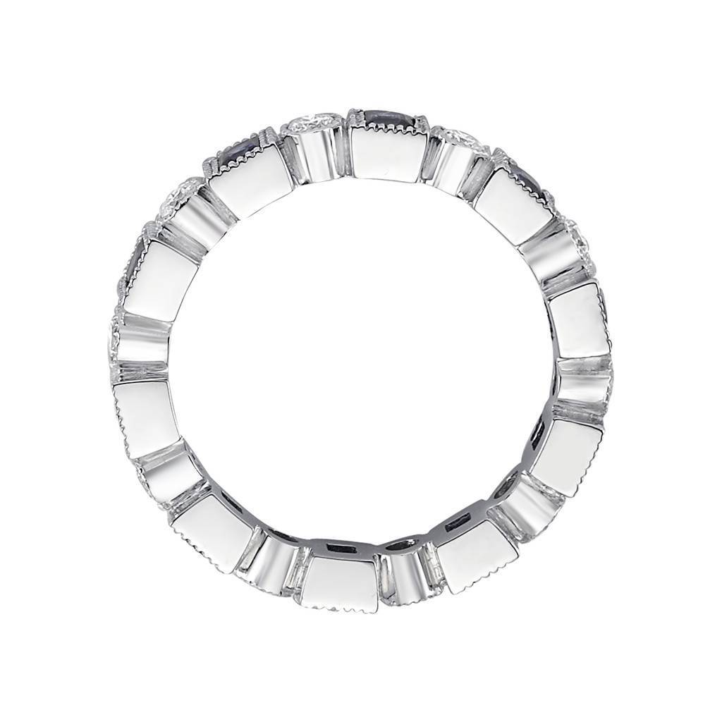 Diamond and Princess Cut Sapphire Full Band Ring