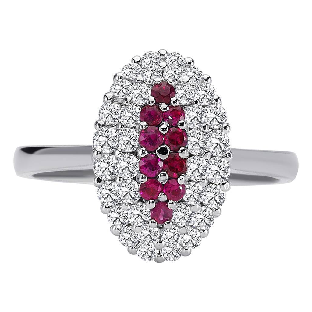 Bague double rang diamants et rubis