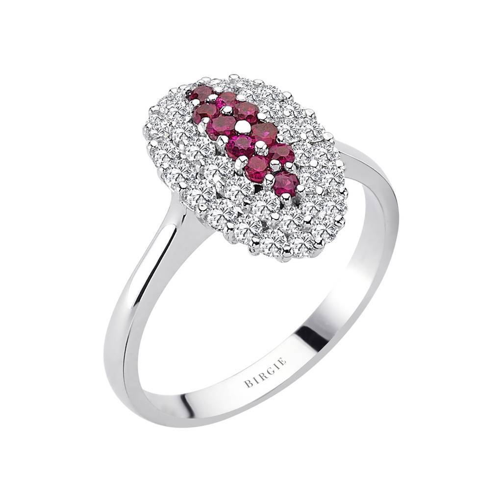 Bague double rang diamants et rubis