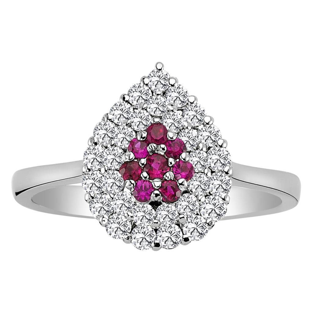 Bague double rang diamants et rubis