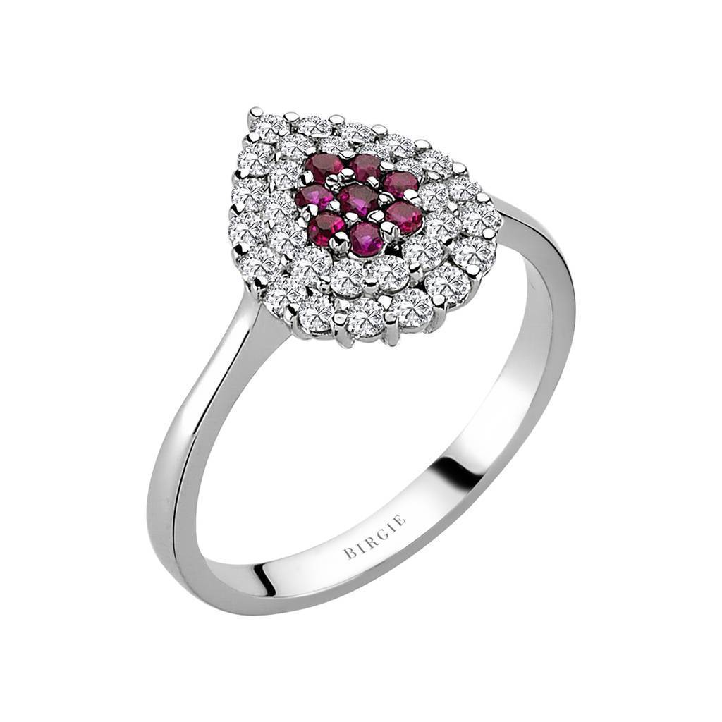Bague double rang diamants et rubis