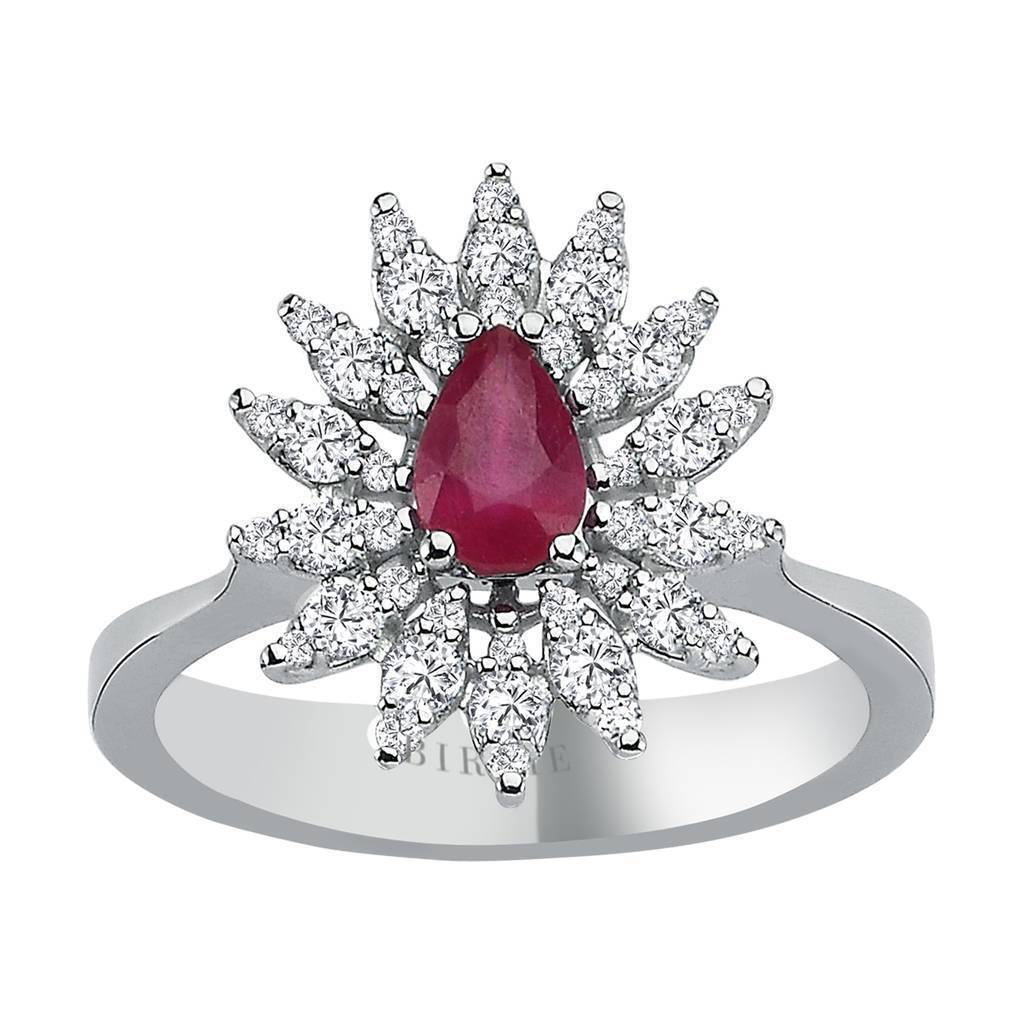 Bague rubis diamant et larme