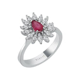 Diamond and teardrop ruby ring