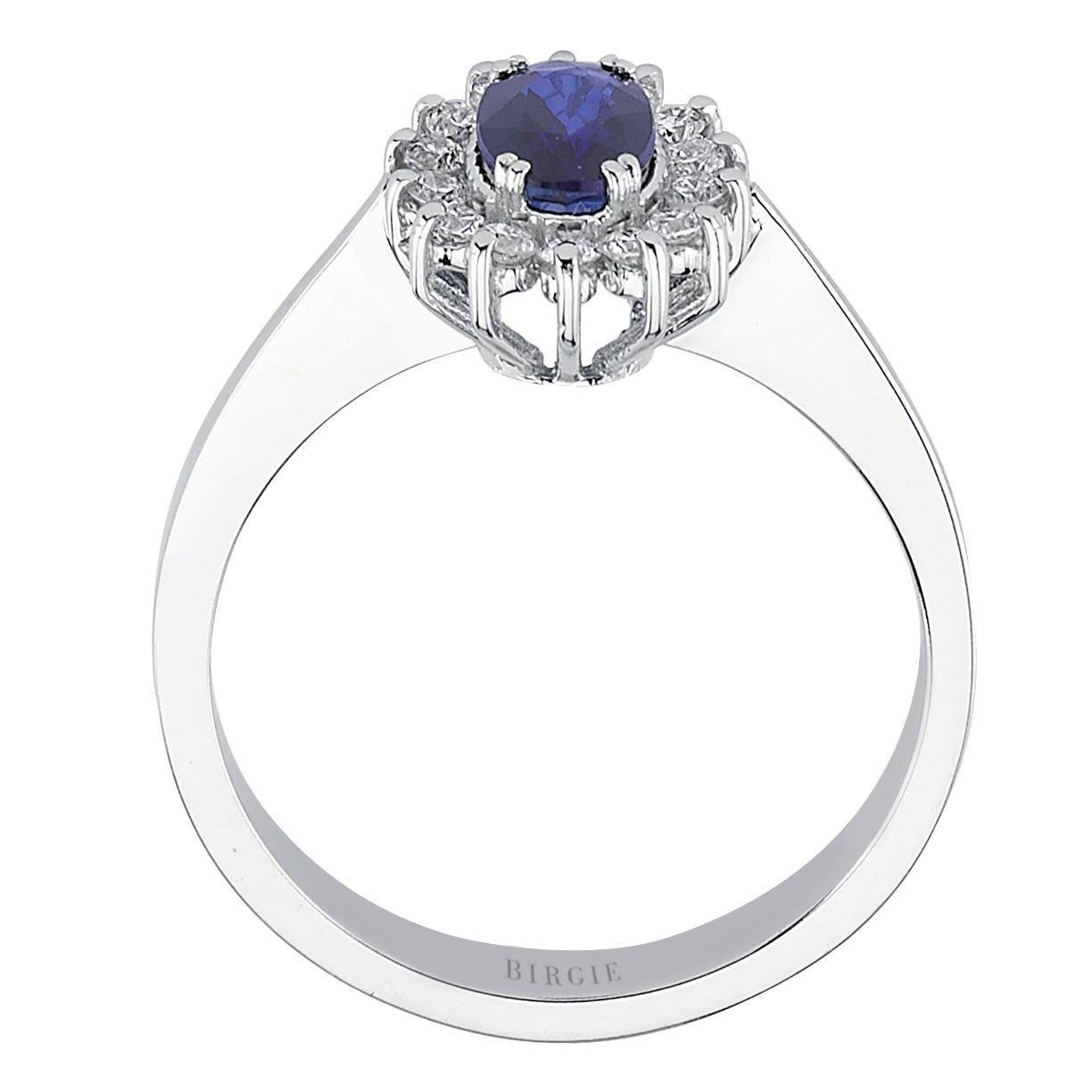 Diamond and Oval Sapphire Ring