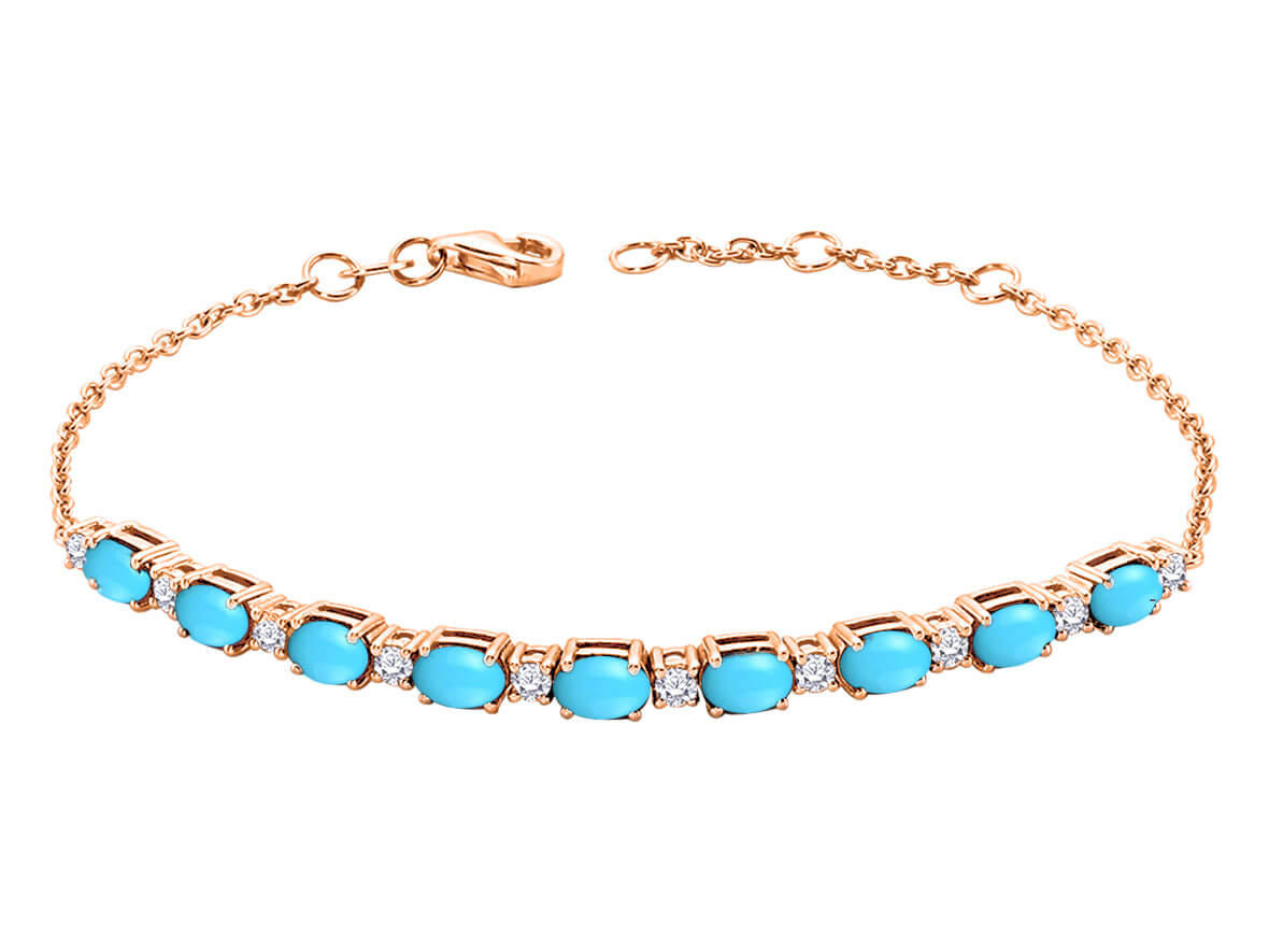Bracelet Diamant et Turquoise Ovale